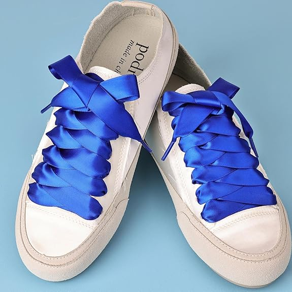 (1 Paar) 120cm Breite Satin Schnürsenkel Klassische Sneaker Schuhbändel - Blau