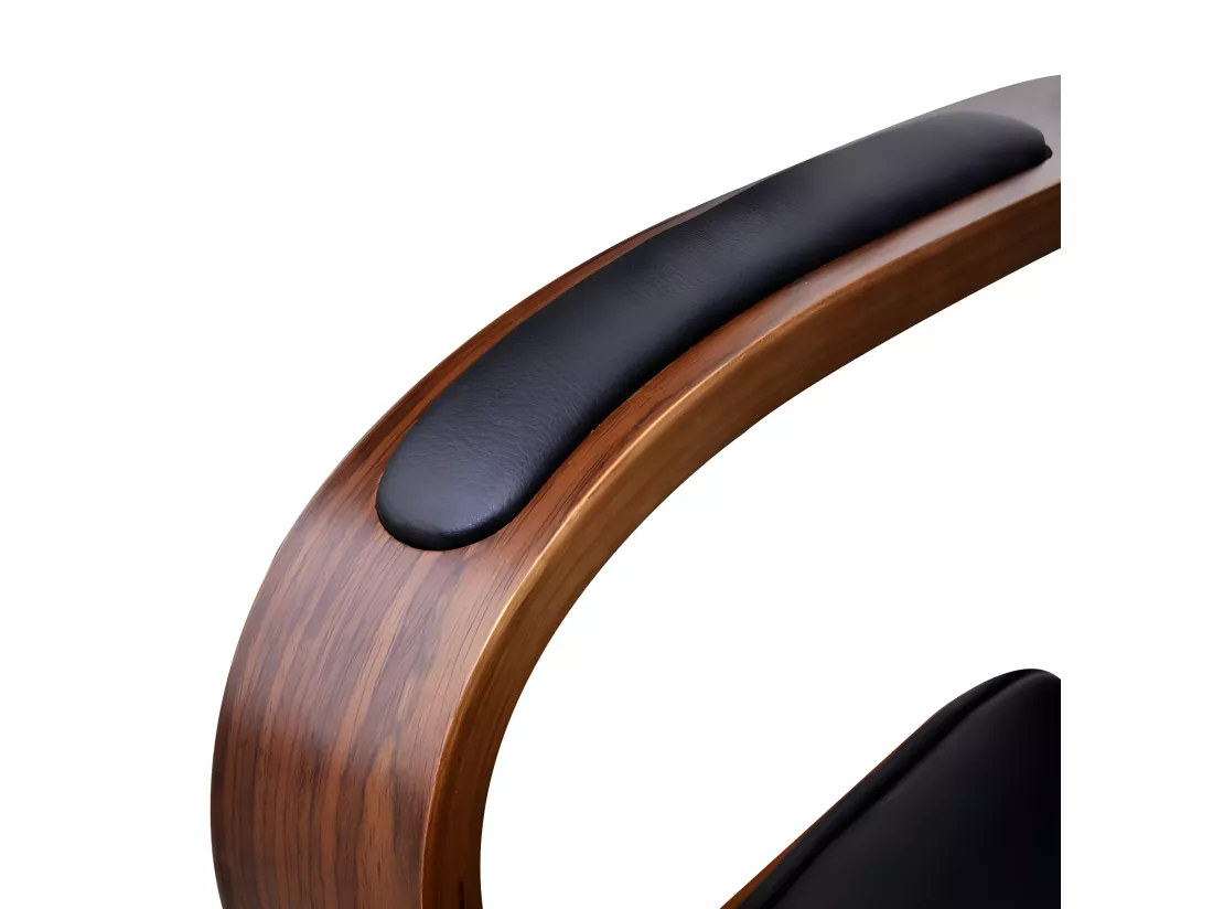 Chaise de bureau avec appuie-tête Bois cintré Similicuir