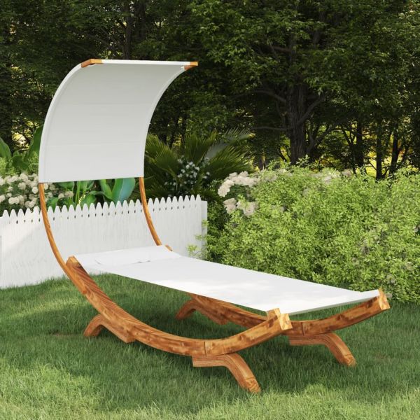 Rede com Toldo 100x216x162 cm Madeira Curvada Maciça Creme - 313945