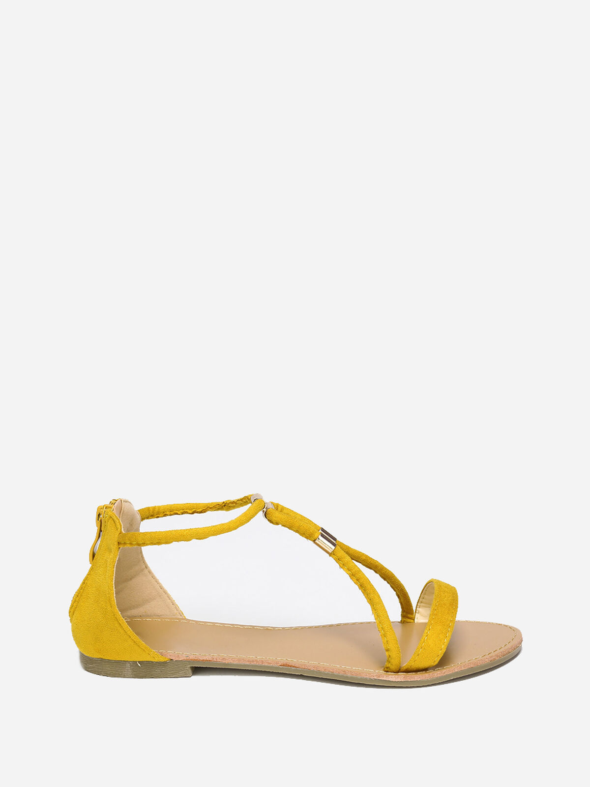 Sandales à brides détails métallisés- Jaune