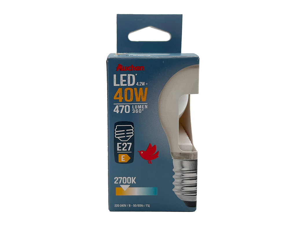 LÂMPADA LED ESFÉRICA AUCHAN E27 40W LUZ AMARELA