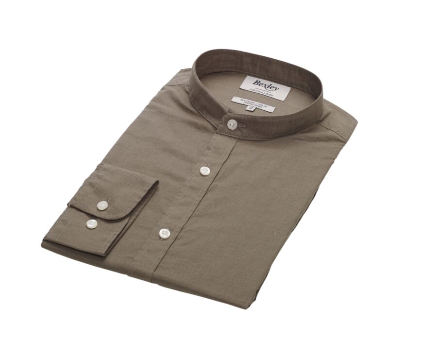 Chemise coton lin Taupe unie - ELIBERT