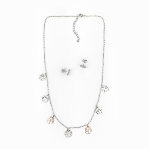 Conjunto em Aço Árvores da Vida Prateado - 99905-L4 prata
