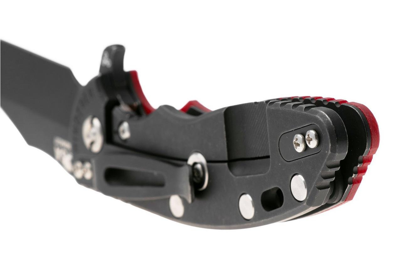 Rick Hinderer XM-18 3.5, Battle Black CPM MagnaCut Bowie, Red G10 zakmes
