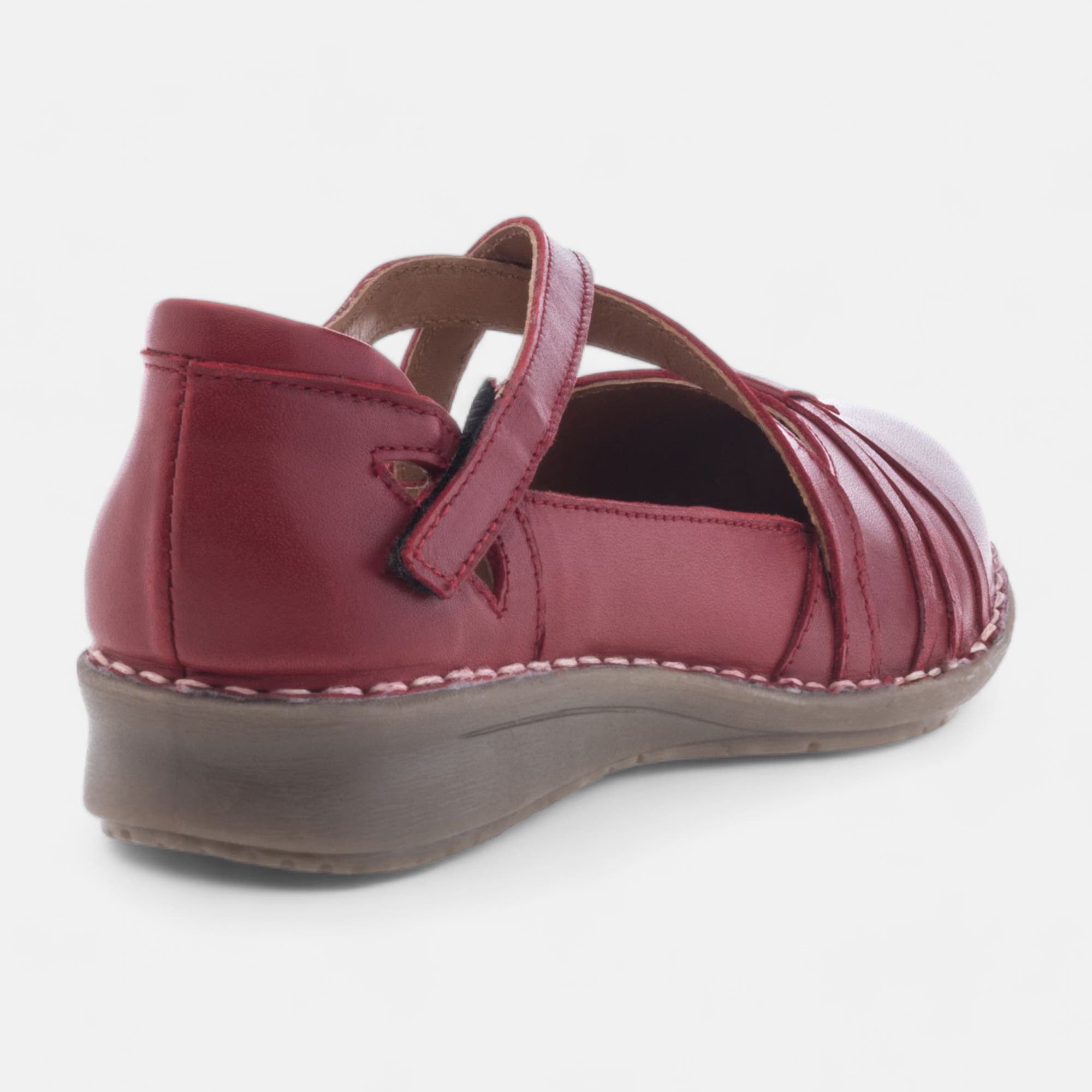 Ballerines Femme en cuir rouge