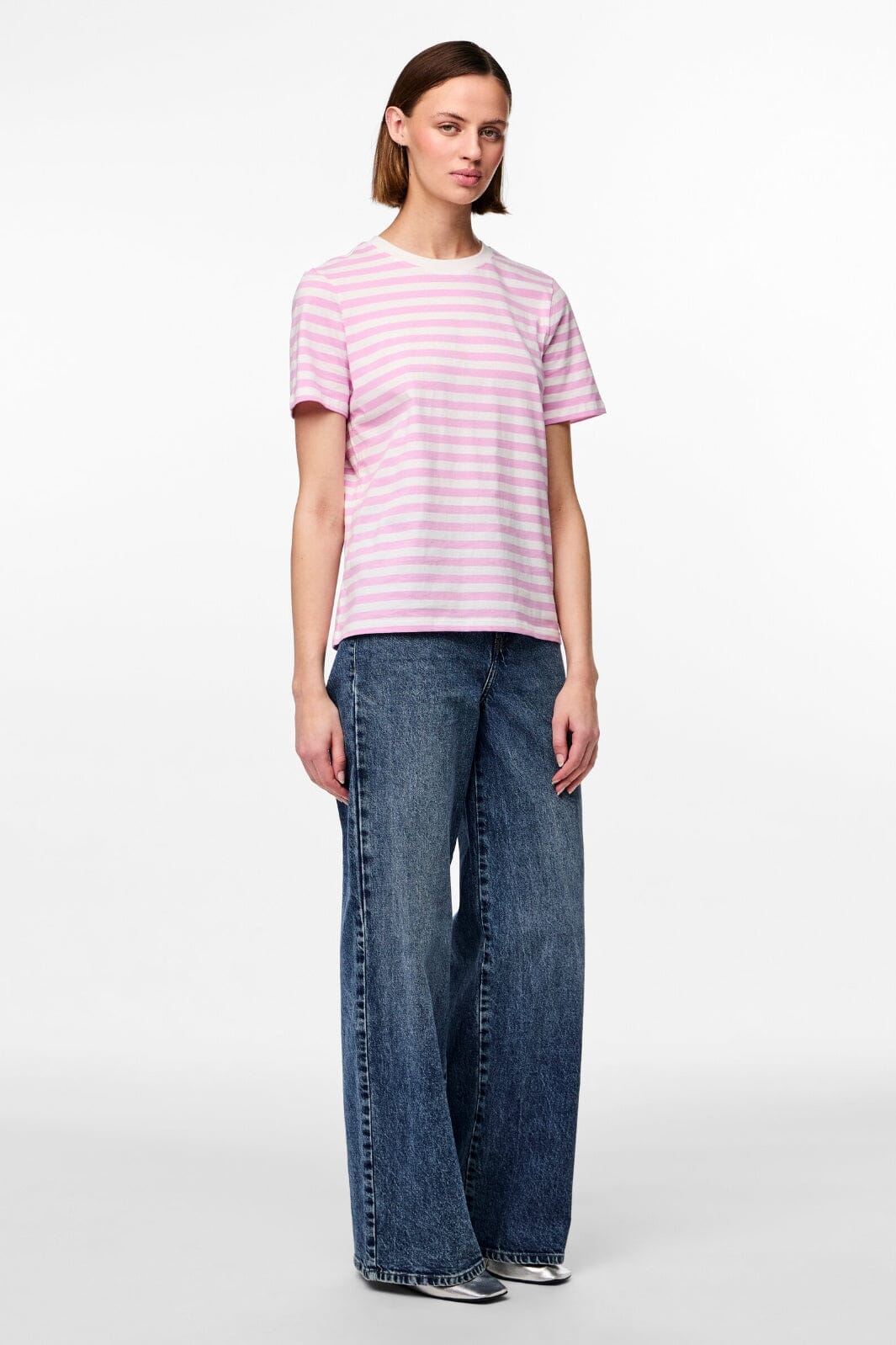 Pieces Pcria Ss Tee Stripes 4474679 pastel lavender bright white