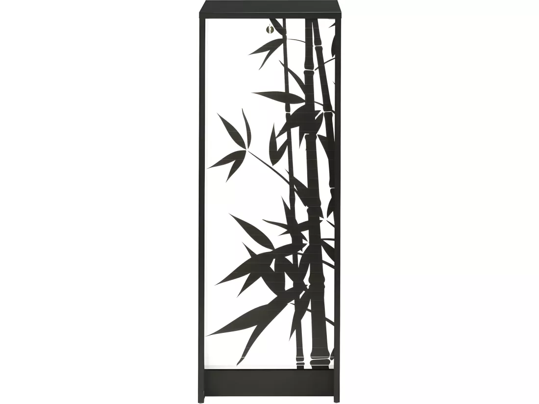 Classeur à Rideau Noir 5 Etagères Serrure L 37.8 H 103.8 P 38.4 cm - Coloris: Bambous 912