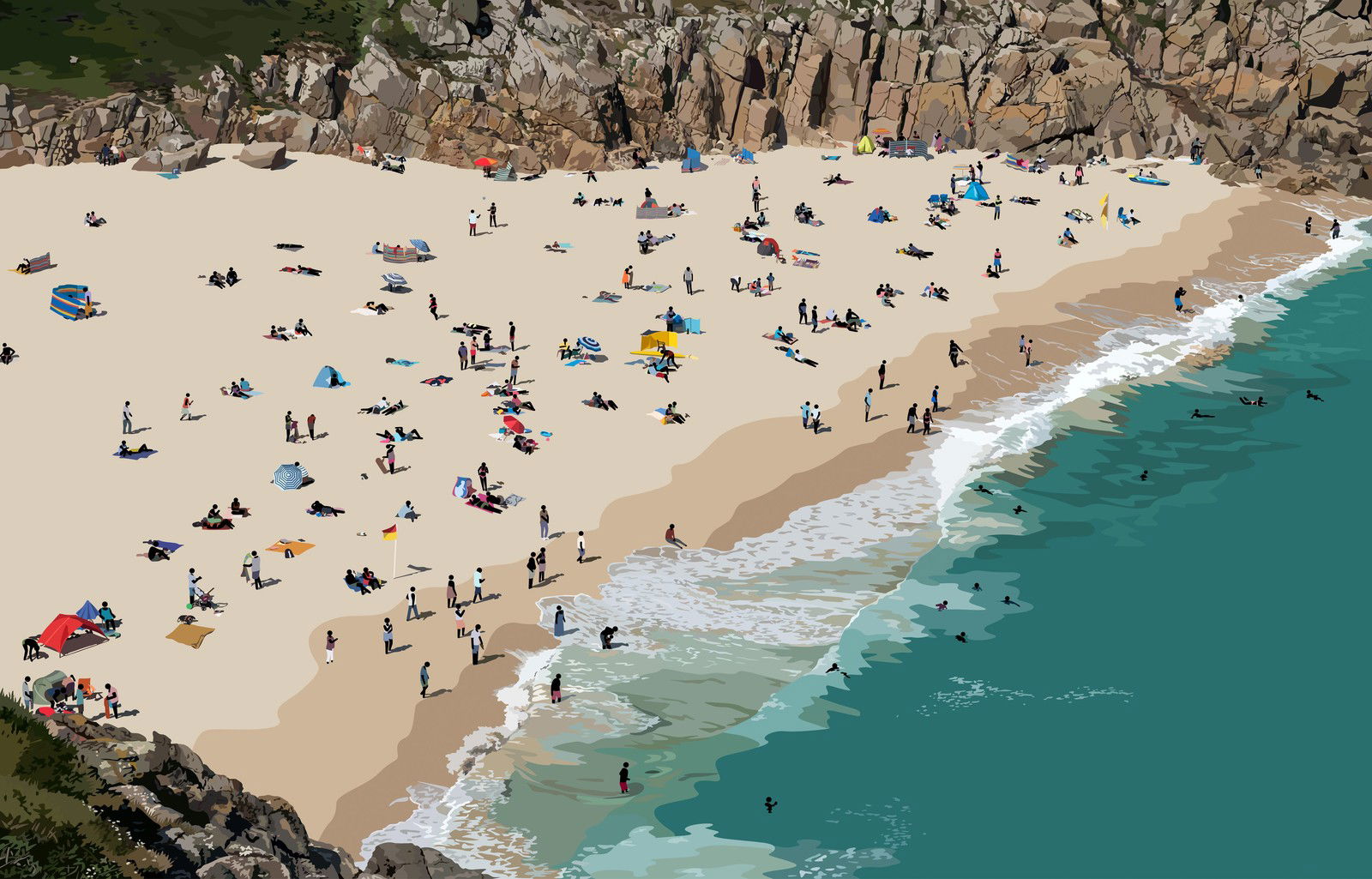 Beach Scene I by Patrick Tschudi - Limited Edition. Edition of: 150. Signed.