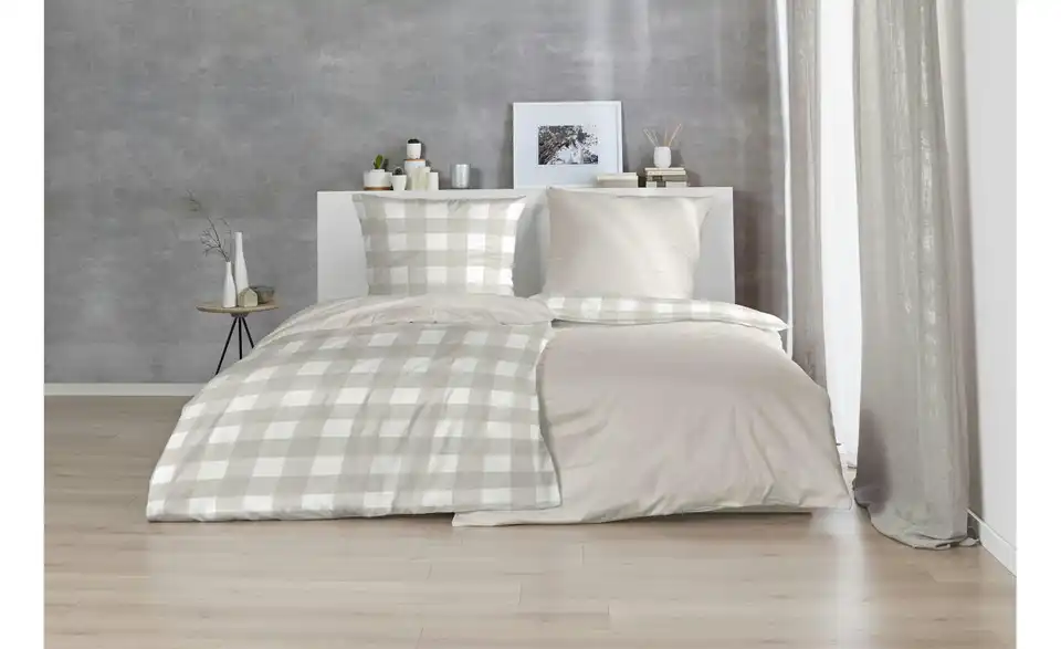Perkal Bettwäsche-Set 200 cm 135 cm Taupe 135x200 cm