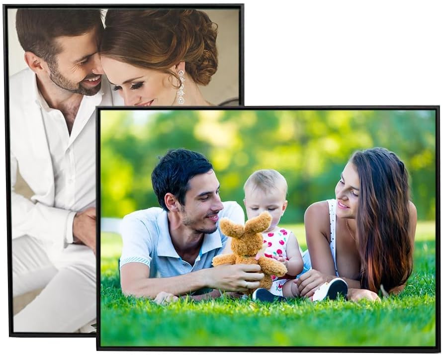 Personalisierbare Aluplatte im Edlen Holzrahmen - Ihr Foto auf Premium Material, Verschiedene Größen verfügbar (Alu-Dibond gebürstet, 50 x 70 cm)