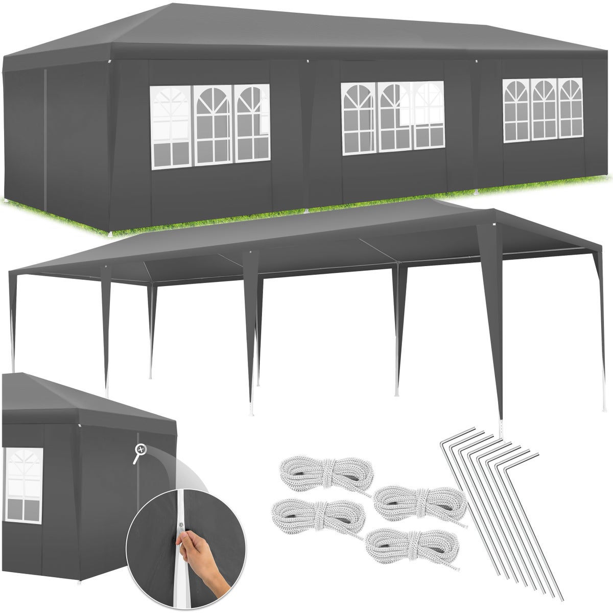 tectake Elasa 9 x 3 m paviljoen inclusief scheerlijnen en haringen