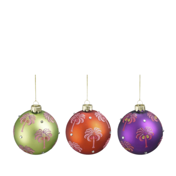 Kerstbal mix glas palmboom divers Ø 8 cm per stuk
