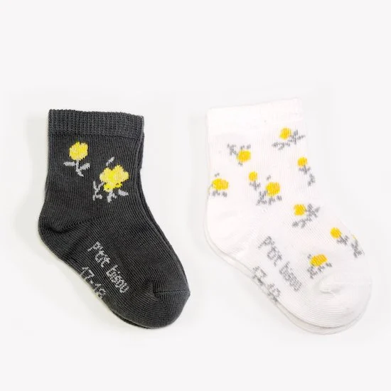 Lot de 2 mi-chaussettes Trop chou   Fleurs jaunes        19/20   de               P'tit bisou