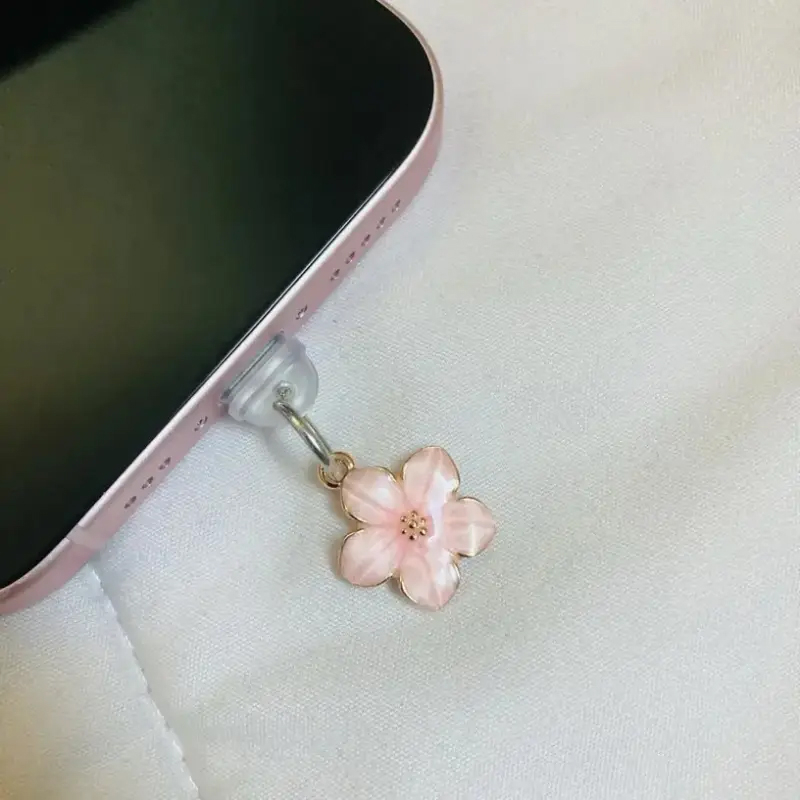 (2er Set) Lightning Anhänger Anti Staub Acryl Schutzstecker Anschlusskappen für Smartphones - Blumen
