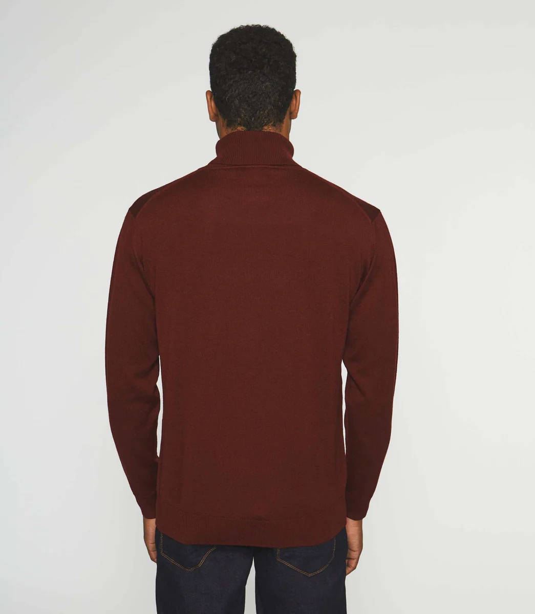Pull col roulé en laine mérinos bordeaux BRUNO