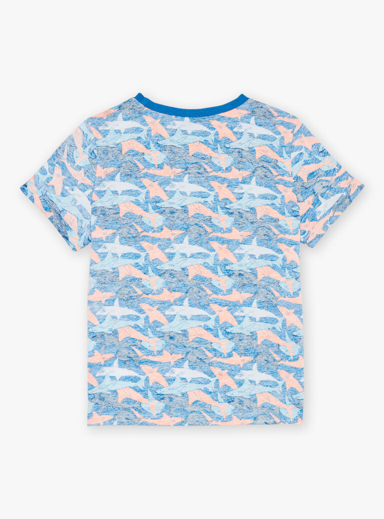 T-shirt bleu à imprimé requins