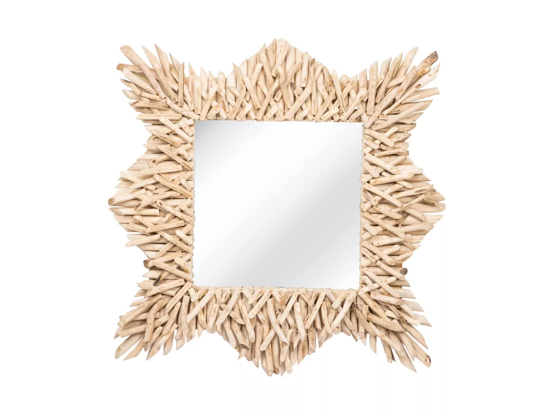 Now's Home - Miroir En Branches De Teck 80x80cm Koh Lanta