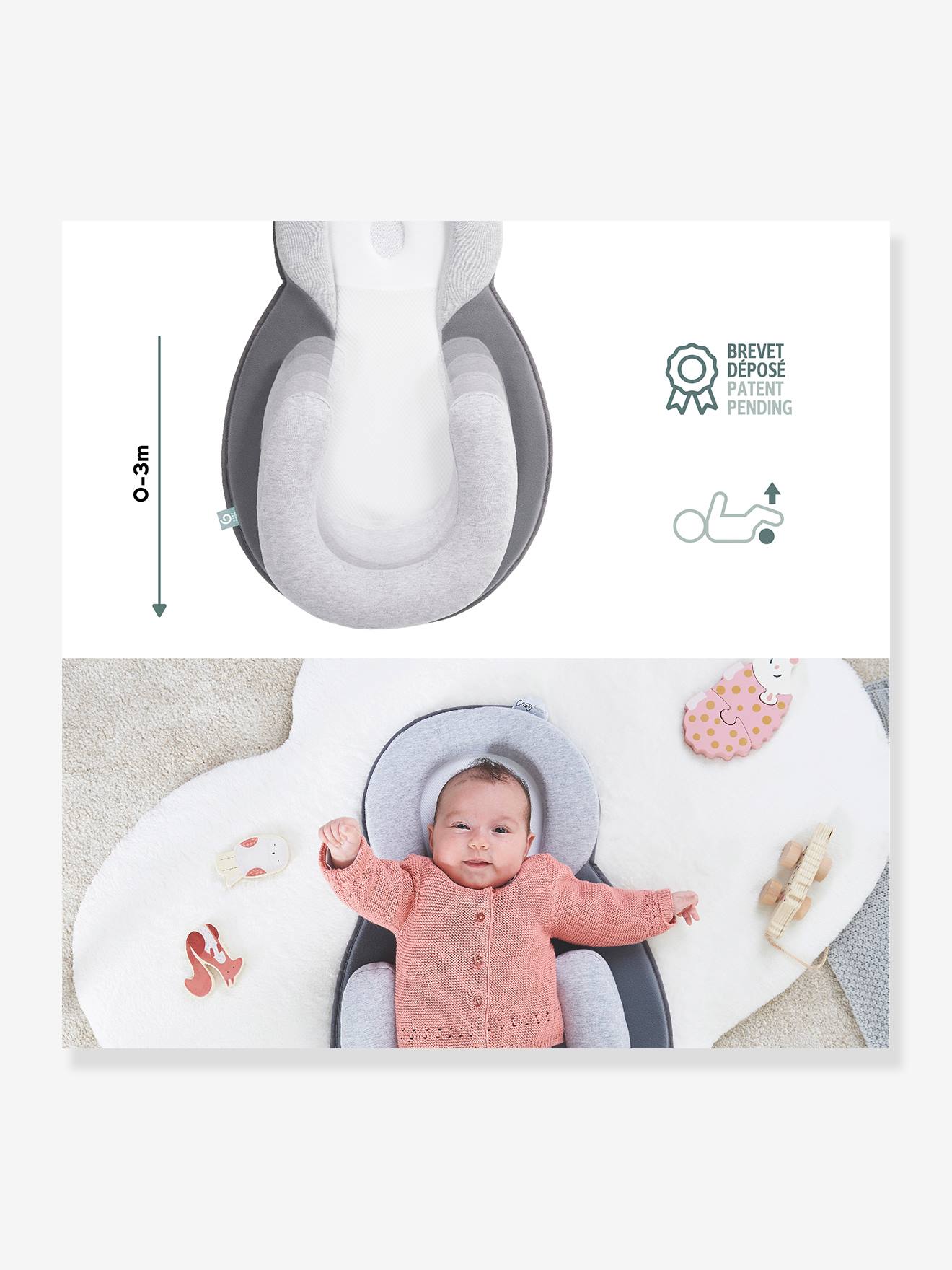 Suporte Morfológico para Bebê BABYMOOV Cosydream, Cinza