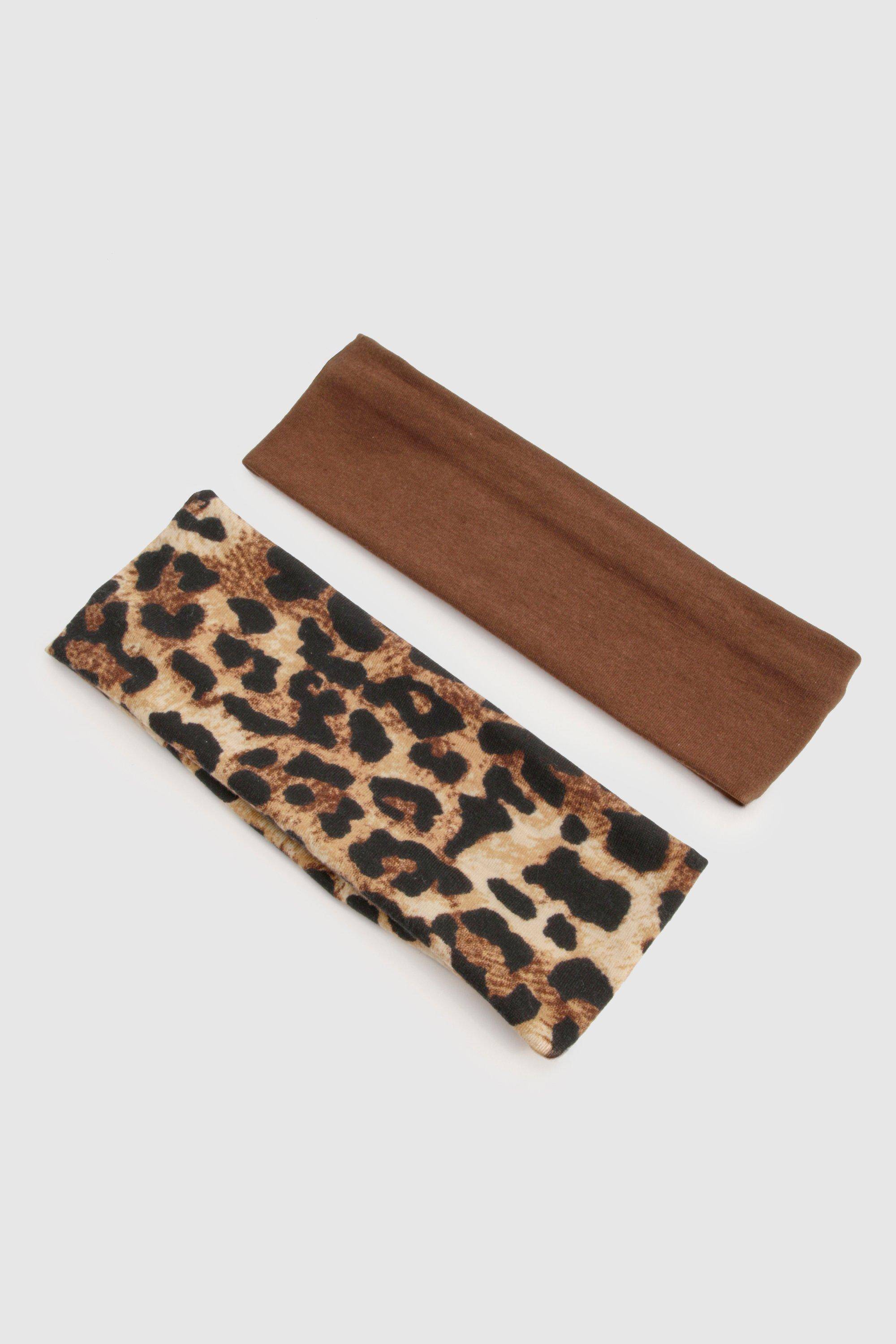 boohoo Lot de 2 bandeaux en jersey à imprimé léopard