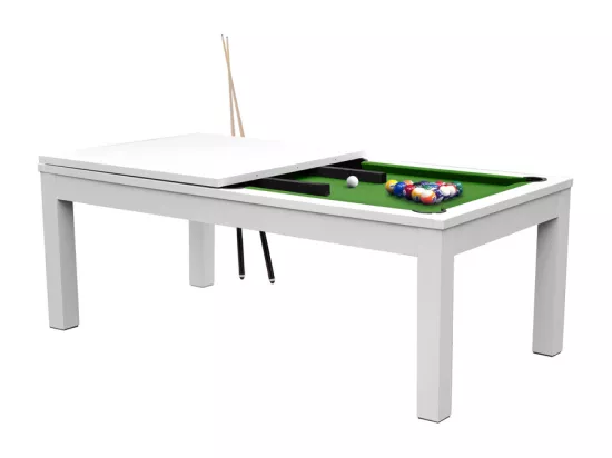 Table de billard convertible blanche tapis vert - Eddie