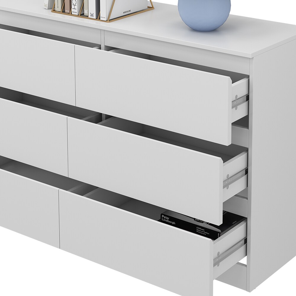 Vicco Kommode Calisto, Weiß 120 x 78,5 cm, mit 6 Schubfächer, Sideboard, Schrank