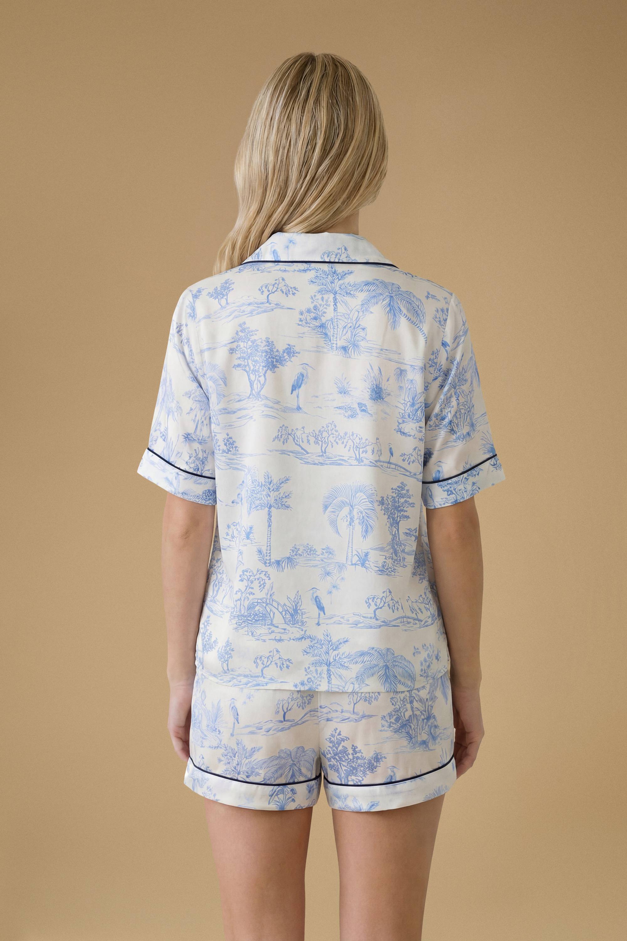 Oasis Ensemble De Nuit Court En Satin Imprimé Toile De Jouy