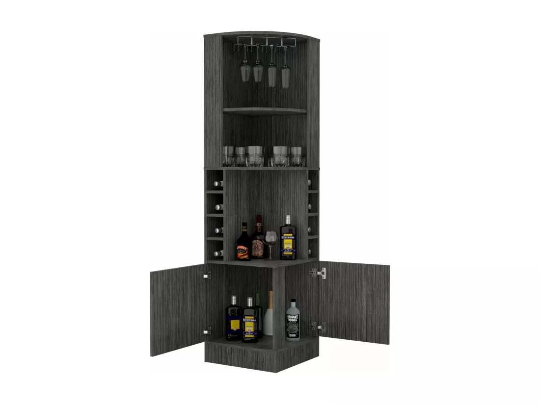 Meuble de bar d'angle Syrah avec porte-gobelets, 180.59 cm X 46.73 cm X 46.73 cm , Brown