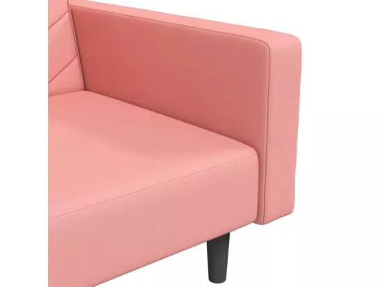 Canapé-lit à 2 places avec deux oreillers Rose Velours