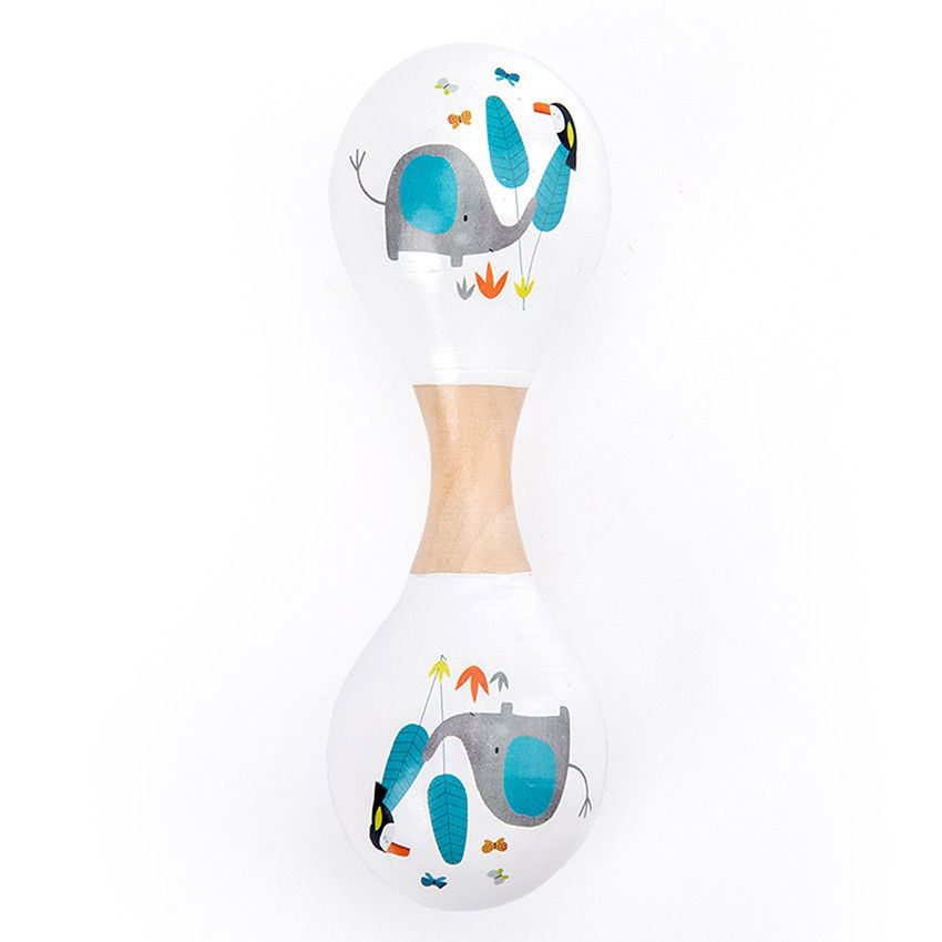 Petite maraca double Crazy Jungle - Blanc - Ecru