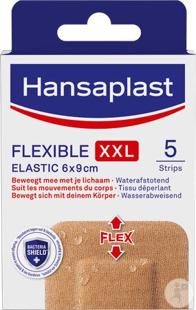Hansaplast Flexible XXL Elastic 6x9cm Tissu Déperlant 5 Pansements