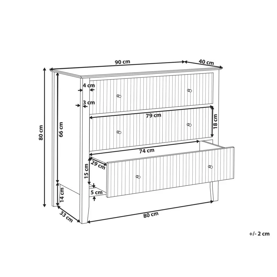 ASSISI - Dressoir 3 lades - Wit - MDF