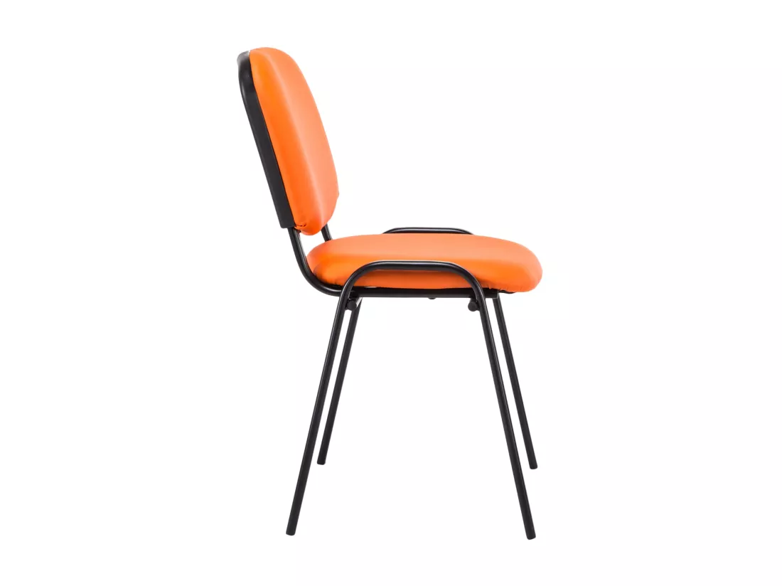 Chaise de salle à manger - Similicuir & Métal noir mat - Orange - Ken