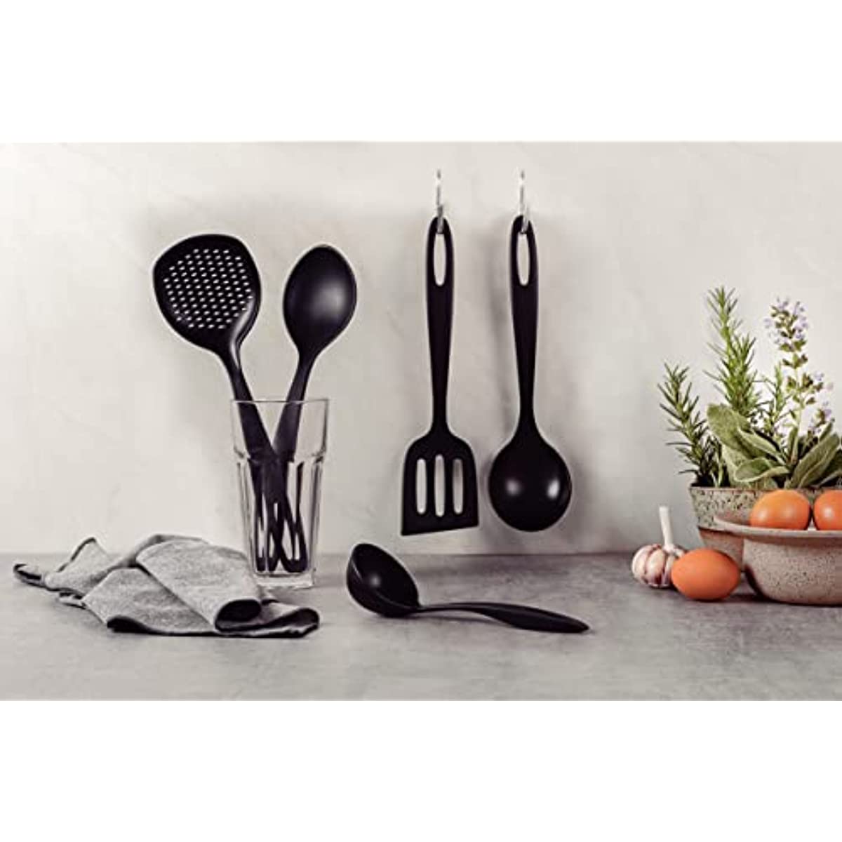 Jogo de Utens&iacute;lios Tramontina Ability em Nylon Preto 05 Pe&ccedil;as