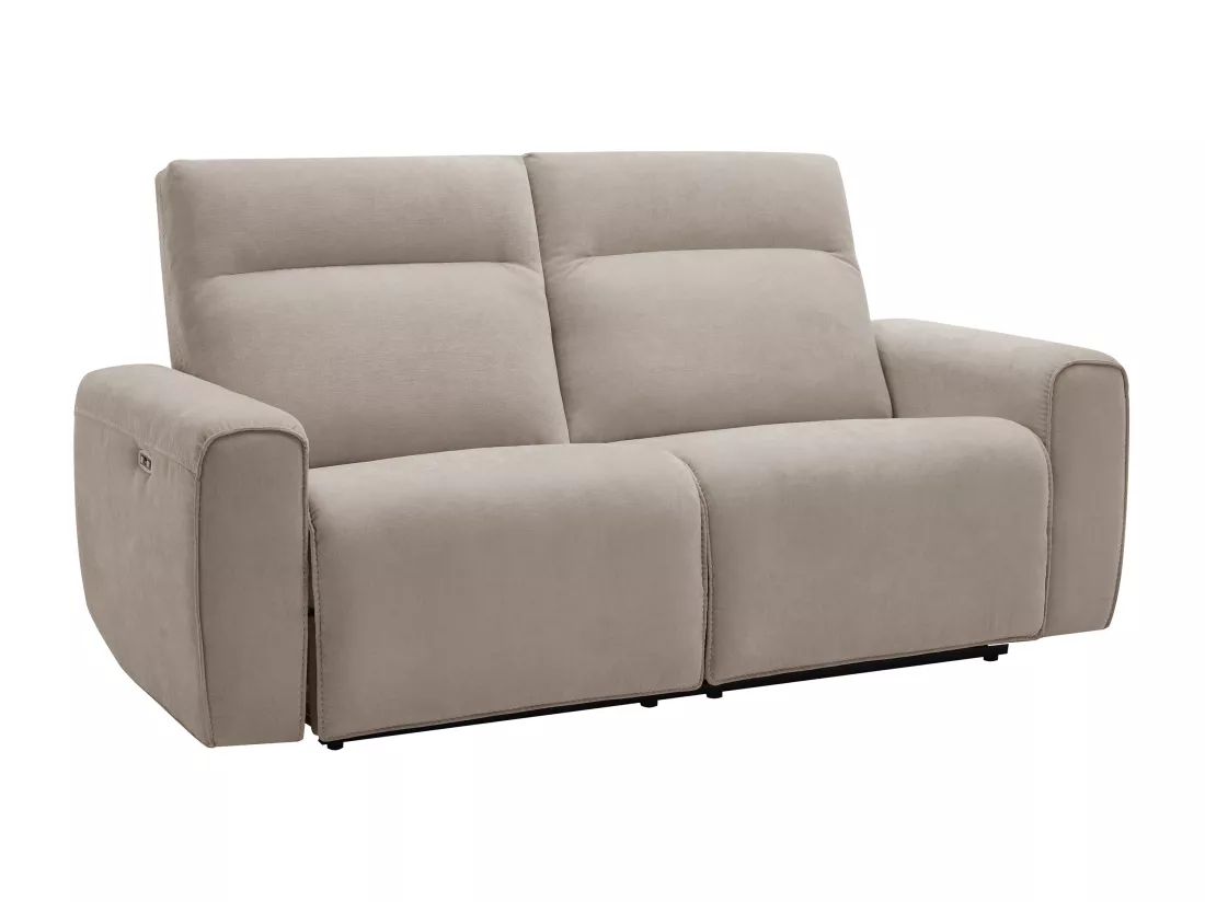 Canapé 3 places relax électrique en tissu beige LORGITA