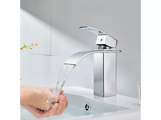 Cecipa max 2PCS Robinet Salle de Bain Mitigeur Lavabo Cascade Robinetterie Lave-mains avec Levier Unique Mélangeur à l'Eau Chaude et Froide,EU Modèle