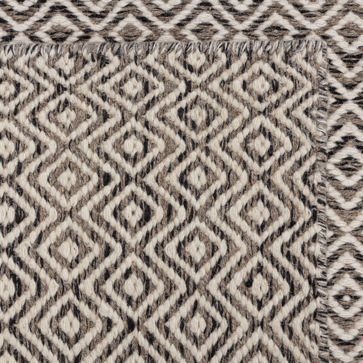 Omkeerbaar wollen vloerkleed in Scandinavisch design, tweezijdig Scandinavisch natuurgrijs, 55x80 cm
