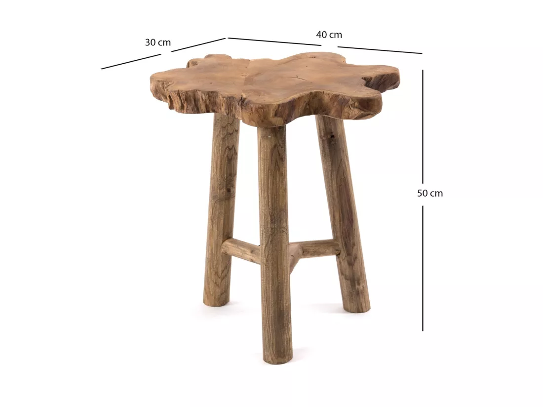 TABLE D'APPOINT Arbre 50 Bois massif d'acajou, rond couleurs naturelles