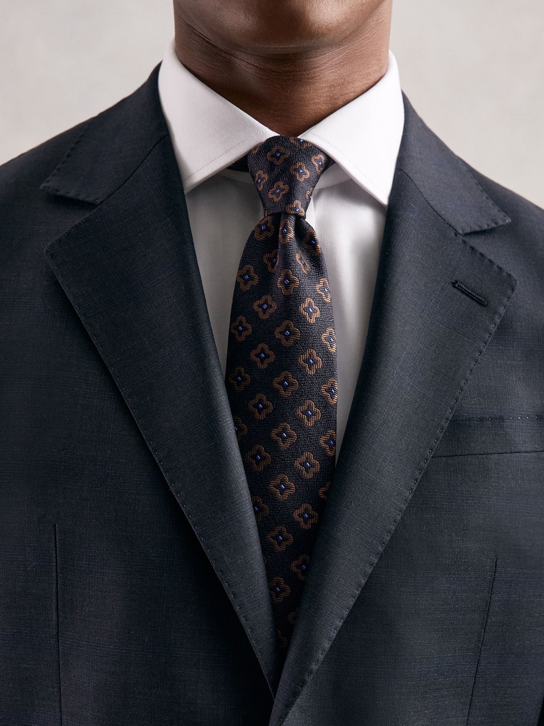 Reiss Omero Silk-Wool Floral-Medallion Tie
