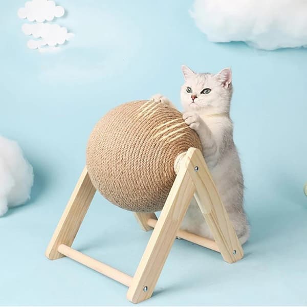 Skrapeball med stativ for katt - 12 cm