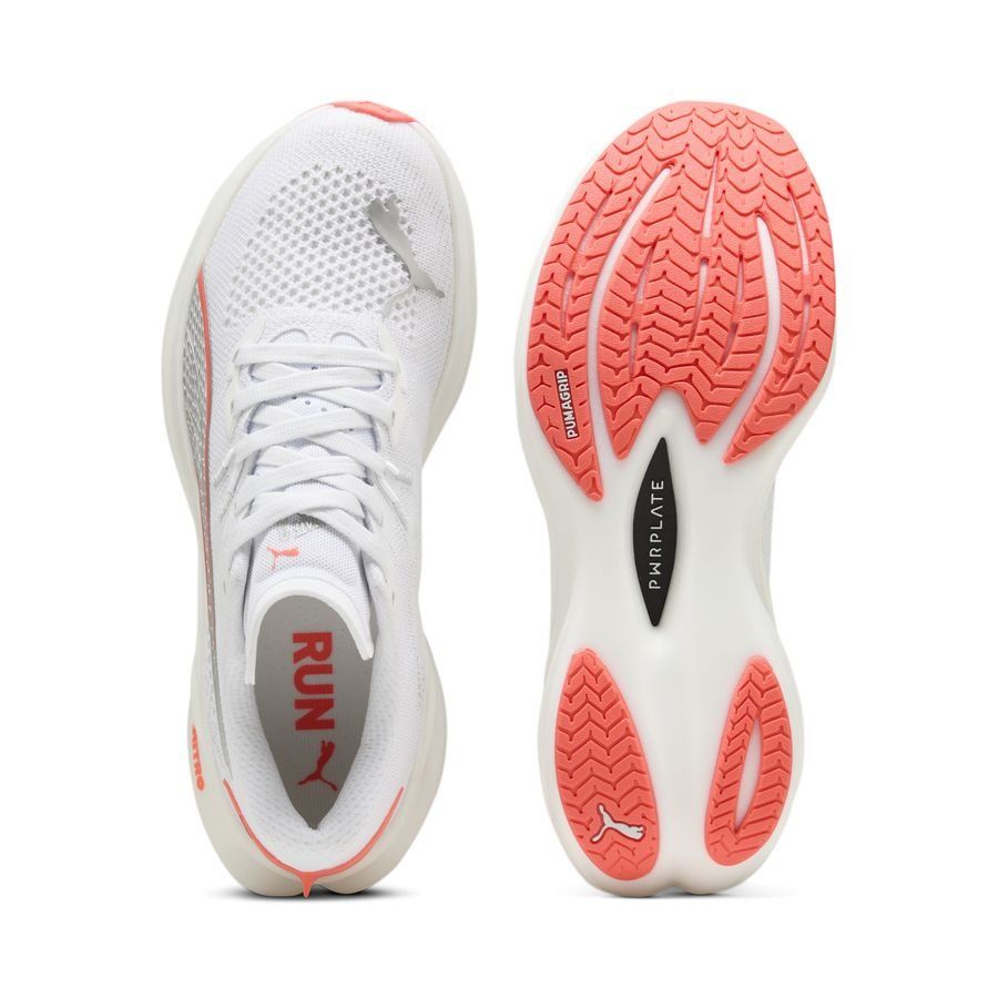 PUMA Chaussures de Running Deviate Nitro 3 - Blanc/Glowing Red Femme
