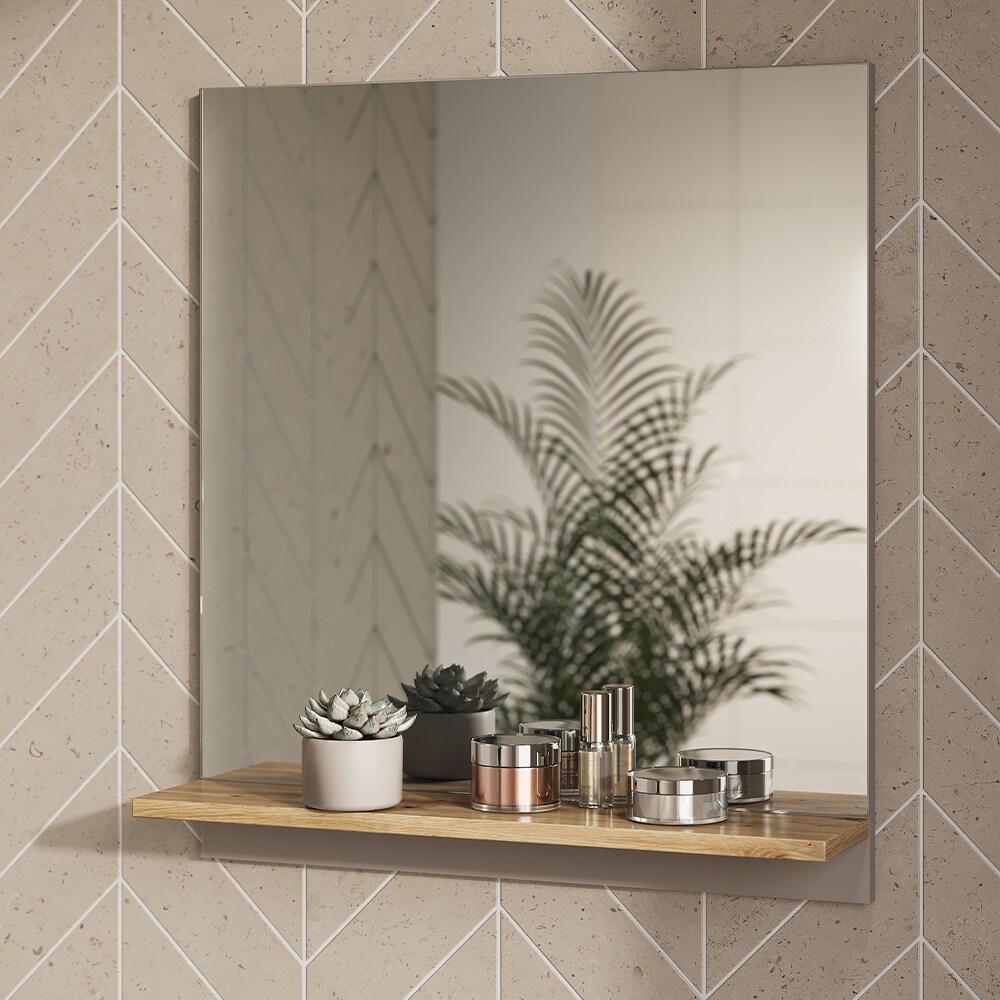 Vicco Badspiegel Marelle Greige Eiche 60 x 67 cm mit Regal