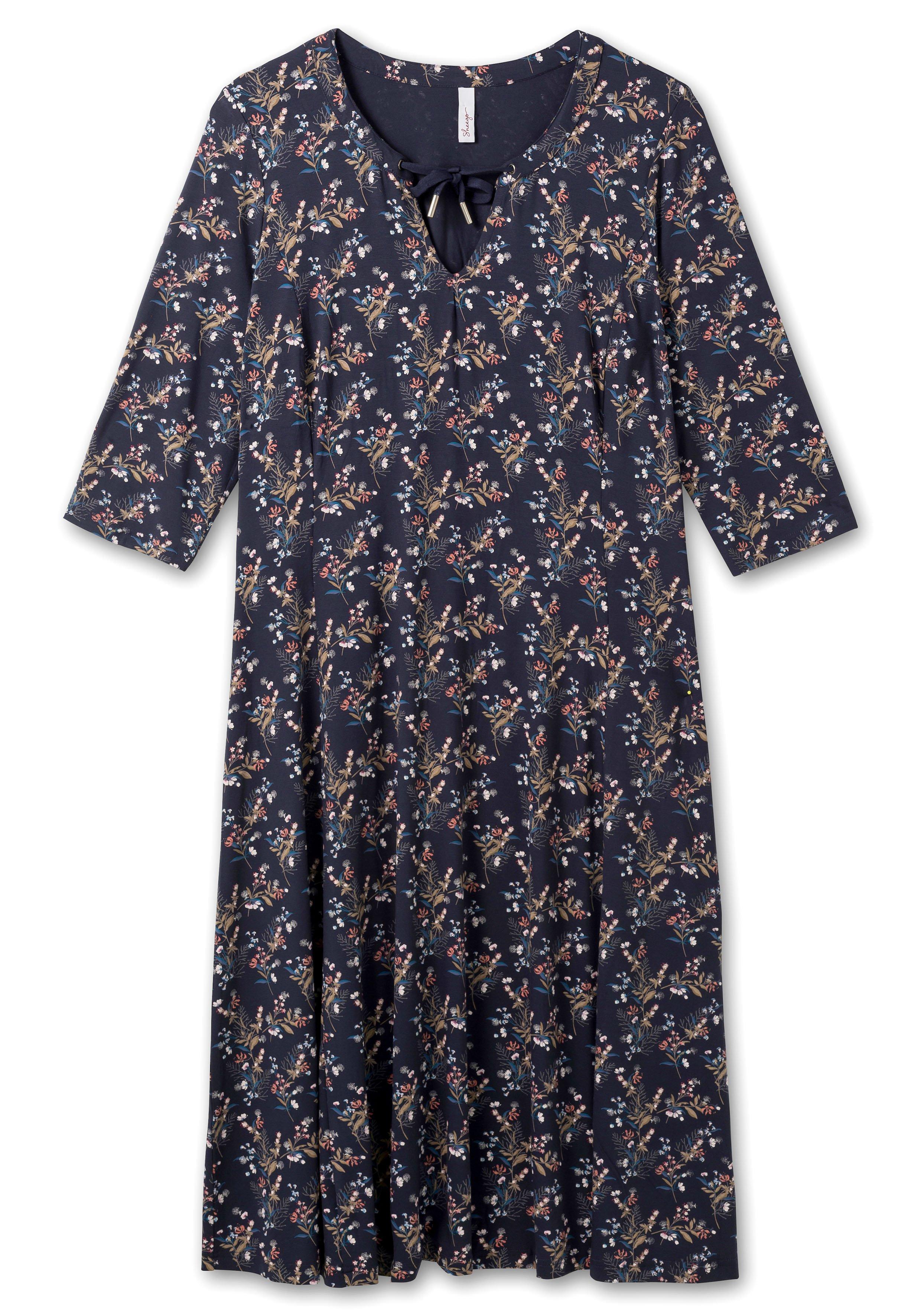 Jerseykleid in Midilänge, mit Blumendruck