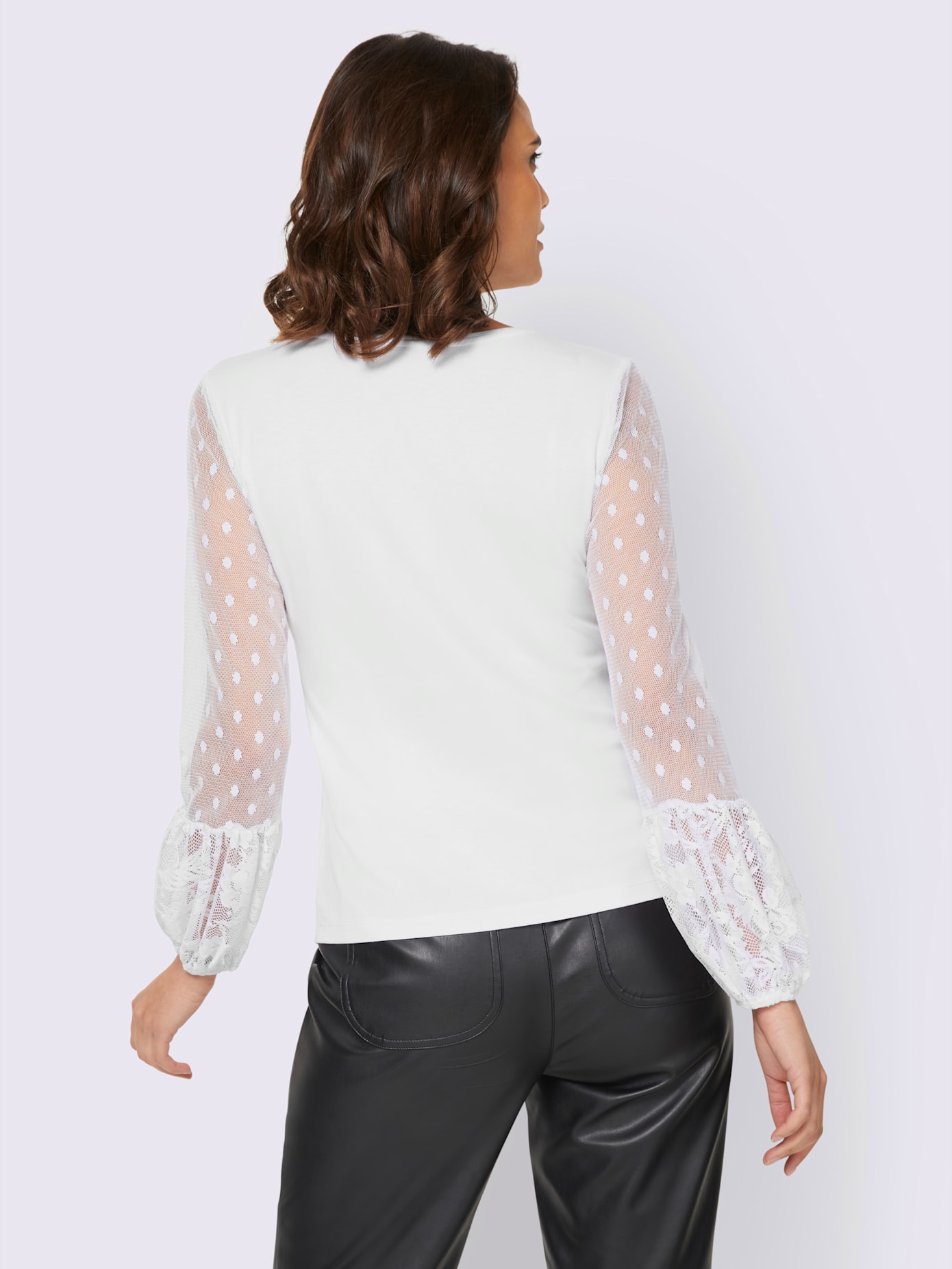 T-shirt dentelle aux manches