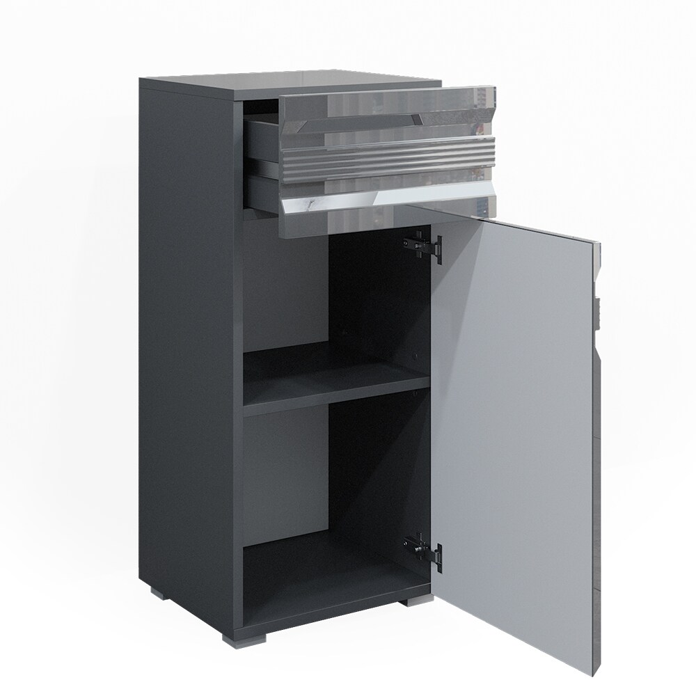 VICCO Badschrank FREDDY anthrazit hochglanz Badezimmer Badregal Midischrank