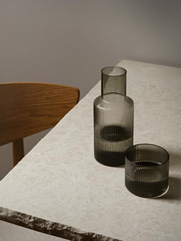 Ferm Living Ripple karaf glazen set small Clear