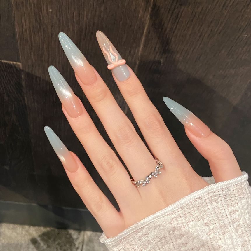 eovda - Bow Gradient Almond Press On Nail / Oval Press On Nail (Diverse ontwerpen)