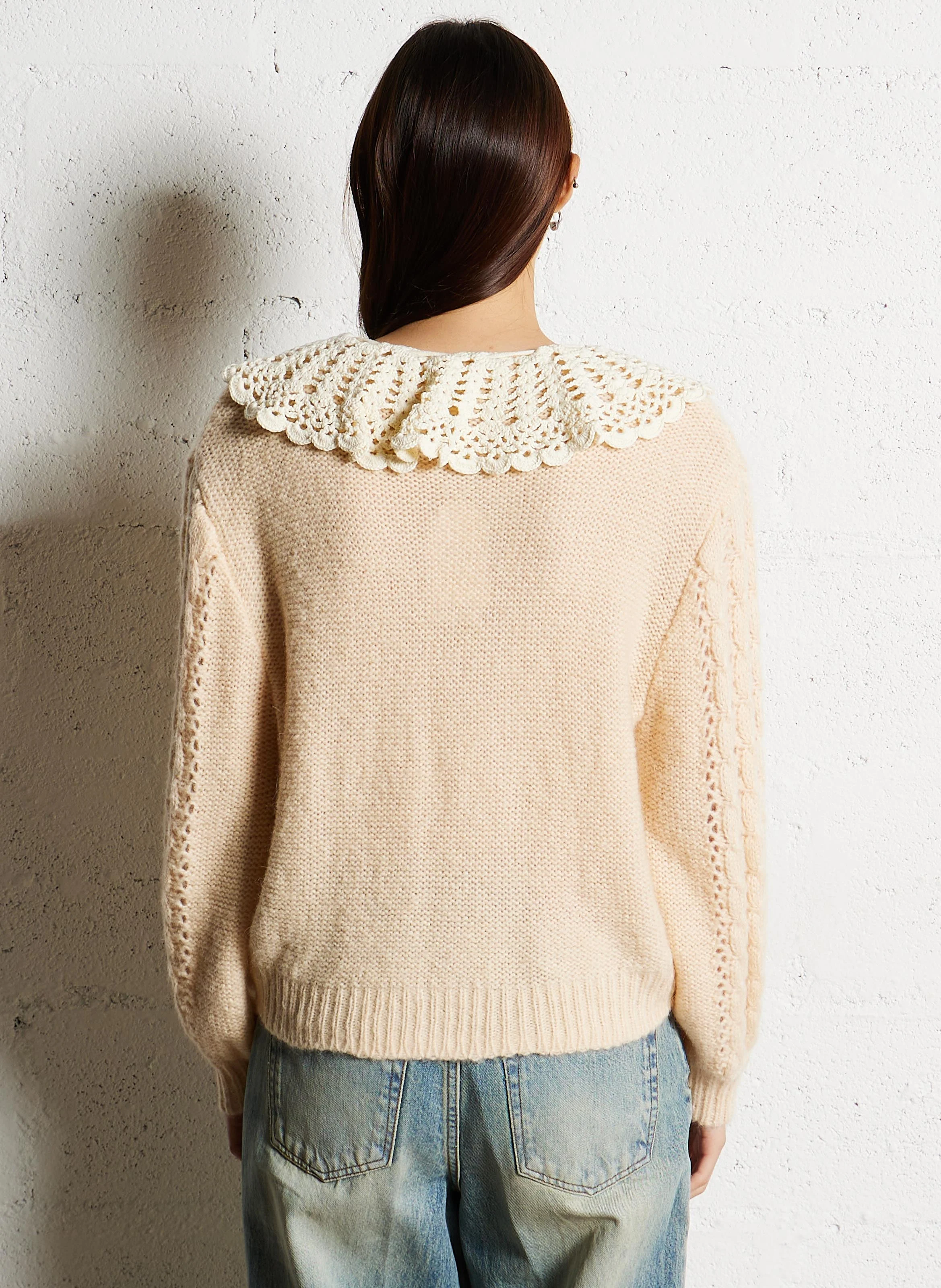 ASCALIANE - Cardigan à col amovible en maille | Rose