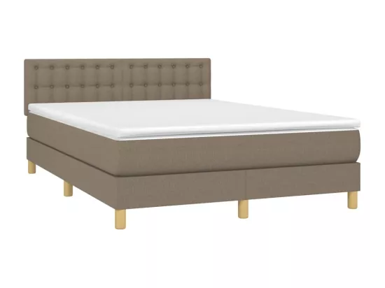 Sommier tapissier avec matelas et LED Taupe 140x190 cm Tissu
