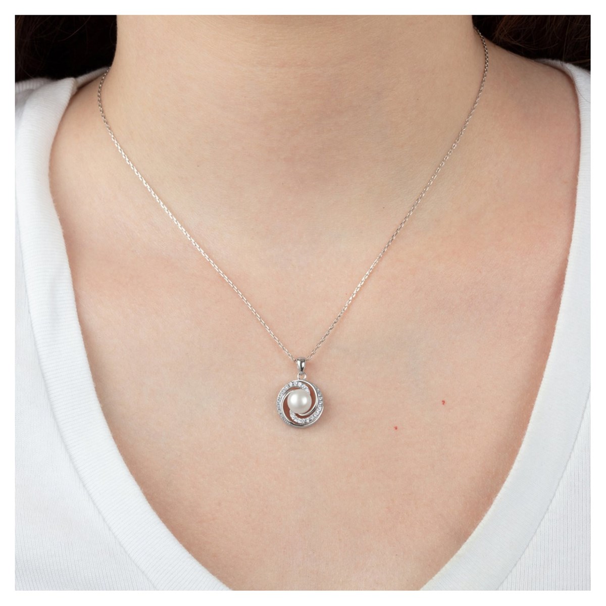 Collier Lotus argent et oxyde de zirconium