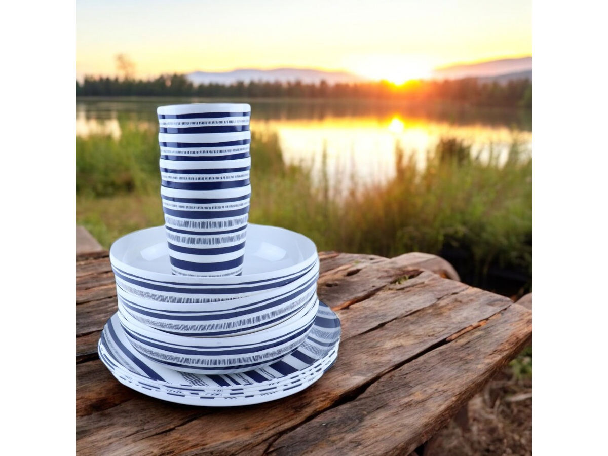 OTIX Stripes 12-delig serviessets - Blue